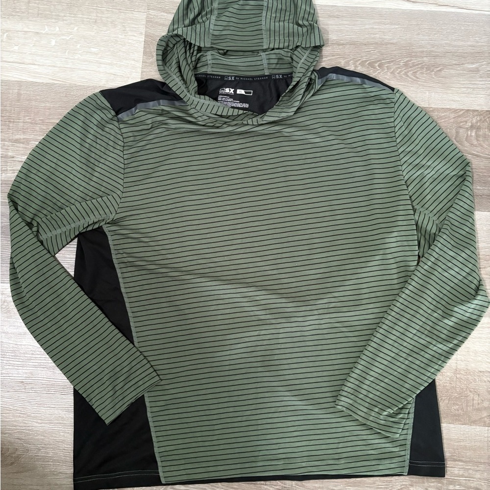 MSX by Michael Strahan Green and Black Striped Hoodie